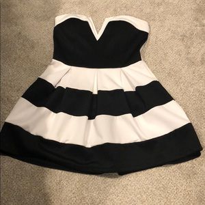 Black and White Strapless Dress